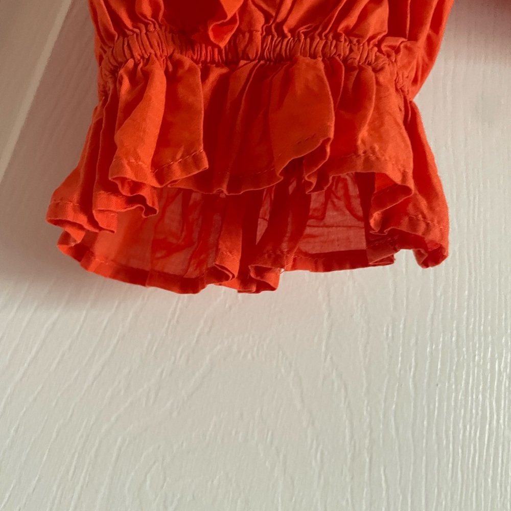 Farm Rio Cotton Ruffled Orange Blouse - Picture 3 of 5